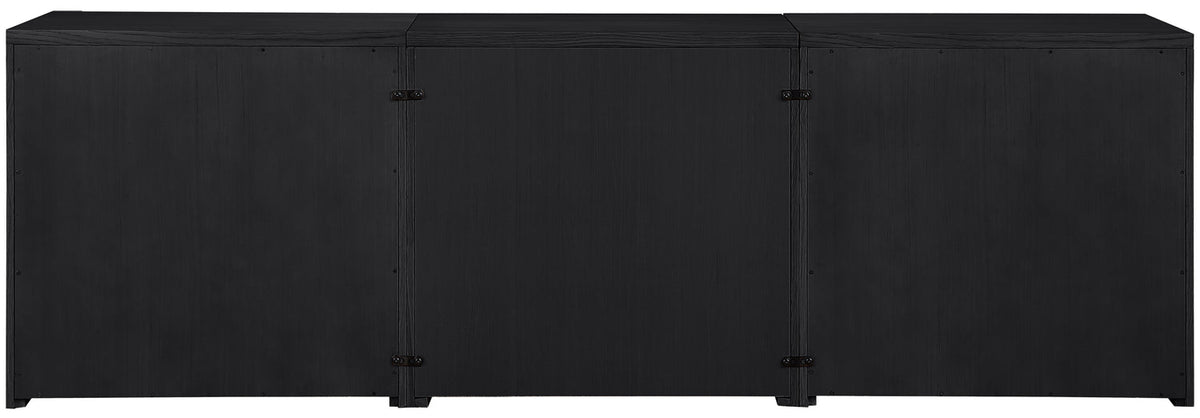 Vero Black Cane Solid Wood And Oak Veneer 3 Piece Sideboard/Buffet
