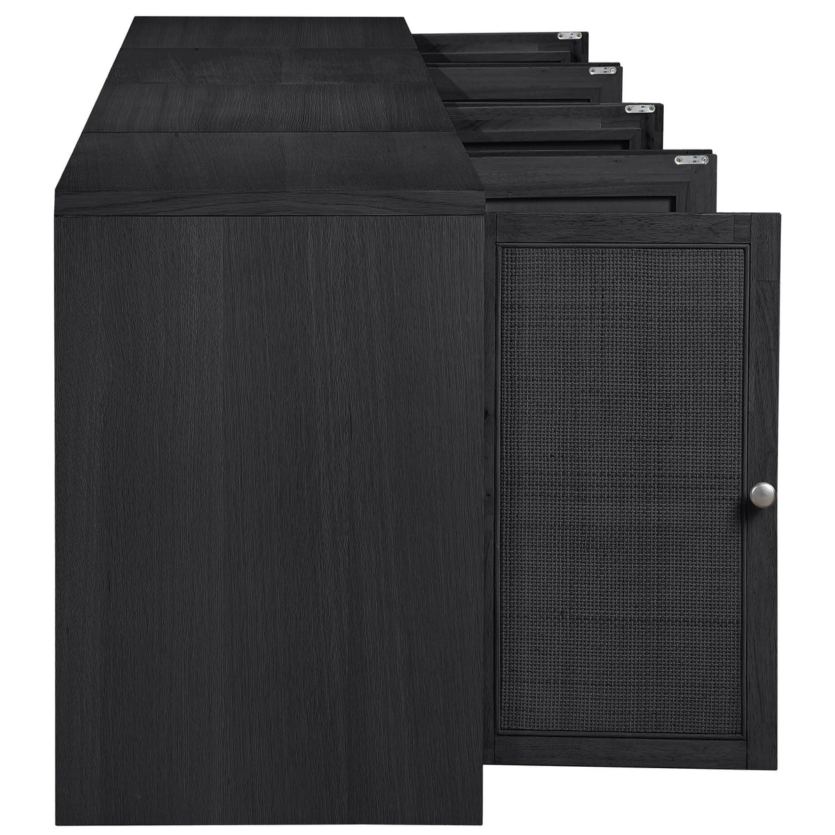 Vero Black Cane Solid Wood And Oak Veneer 4 Piece Sideboard/Buffet