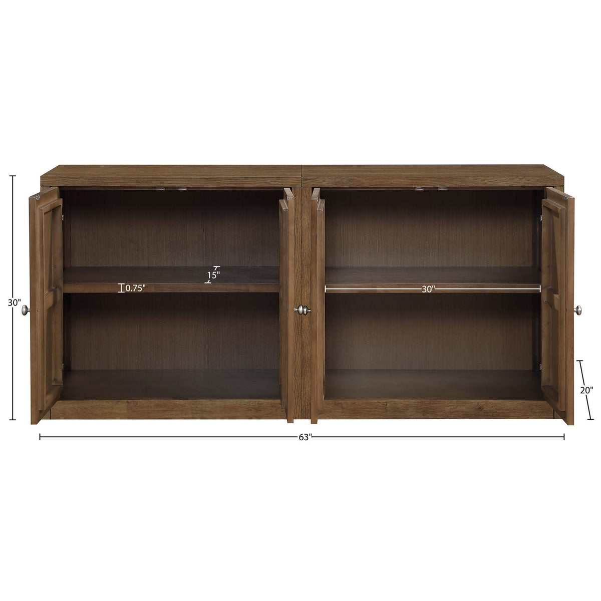Vero Brown Cane Solid Wood And Oak Veneer 2 Piece Sideboard/Buffet