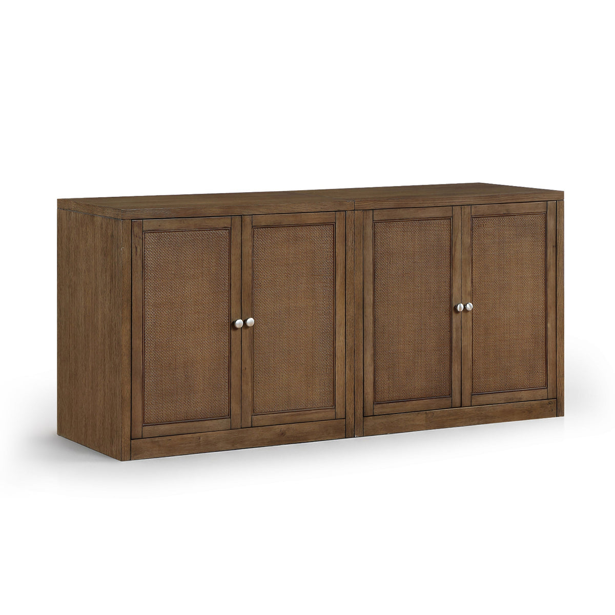 Vero Brown Cane, Solid Wood And Oak Veneer 2pc. Sideboard/Buffet in brown walnut oak veneer and cane, primary product view