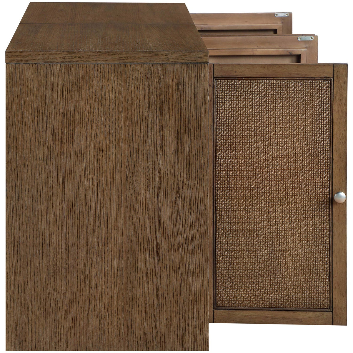 Vero Brown Cane Solid Wood And Oak Veneer 2 Piece Sideboard/Buffet