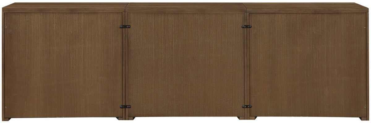 Vero Brown Cane Solid Wood And Oak Veneer 3 Piece Sideboard/Buffet