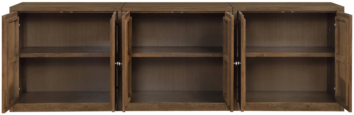 Vero Brown Cane Solid Wood And Oak Veneer 3 Piece Sideboard/Buffet