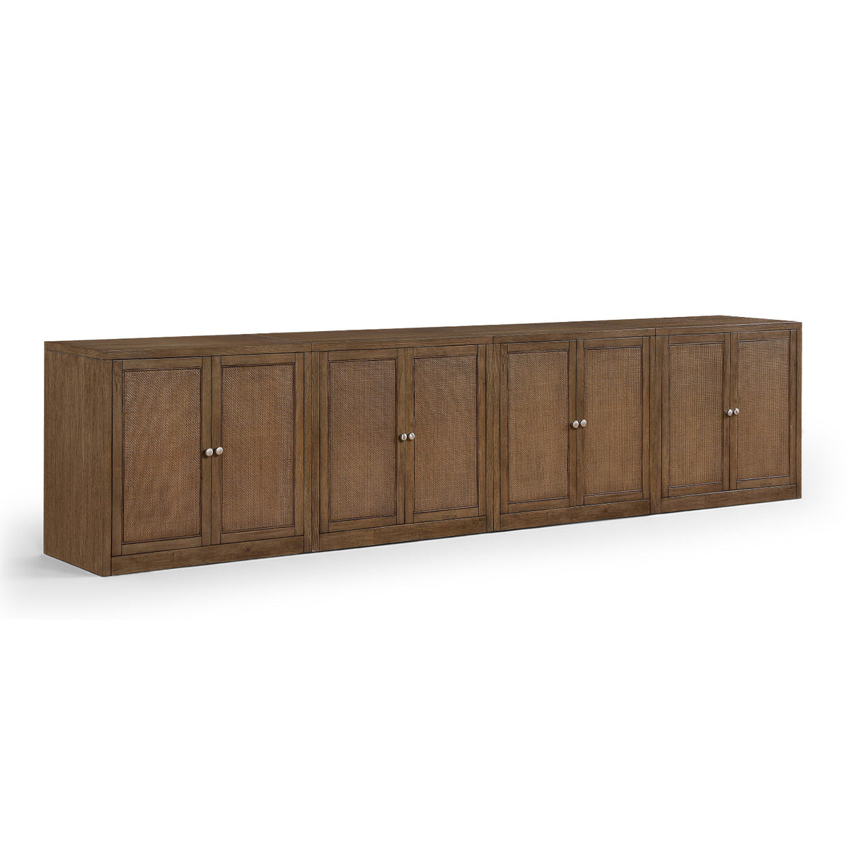 Vero Brown Cane, Solid Wood And Oak Veneer 4pc. Sideboard/Buffet in brown walnut oak veneer and cane, primary product view