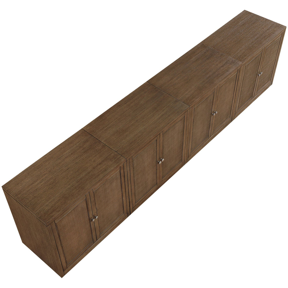 Vero Brown Cane Solid Wood And Oak Veneer 4 Piece Sideboard/Buffet