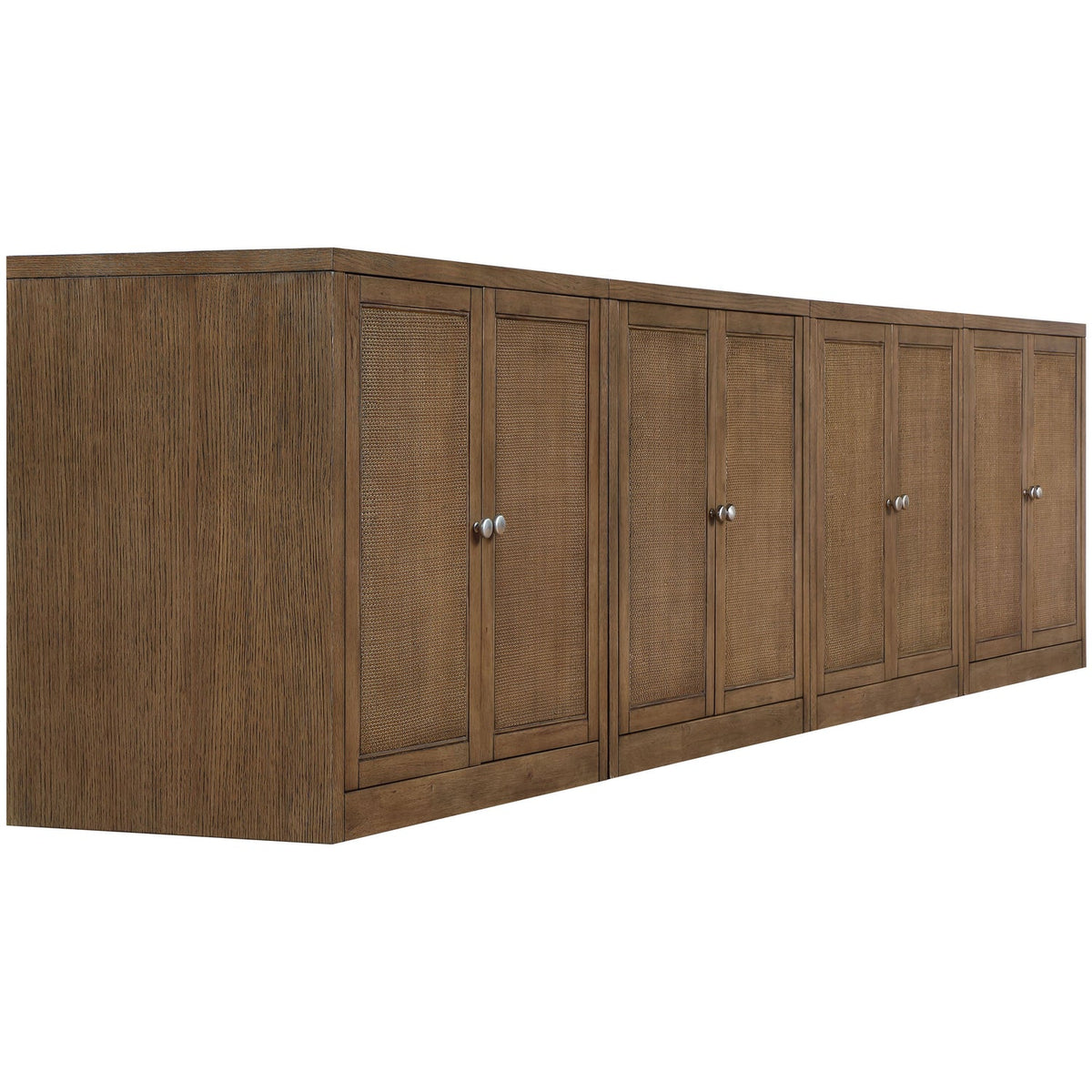 Vero Brown Cane Solid Wood And Oak Veneer 4 Piece Sideboard/Buffet