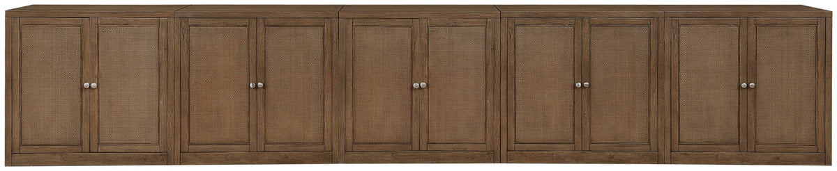 Vero Brown Cane Solid Wood And Oak Veneer 5 Piece Sideboard/Buffet