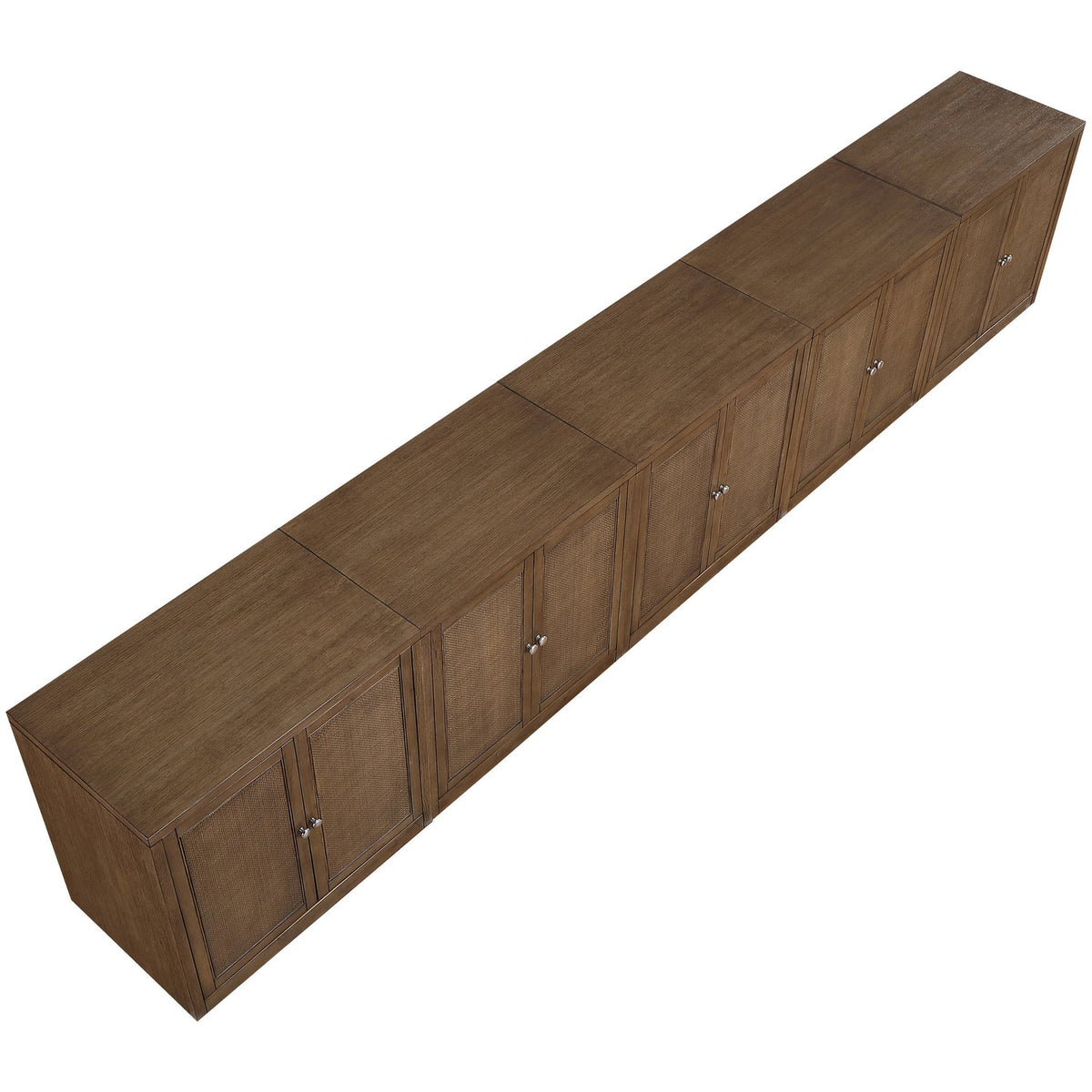 Vero Brown Cane Solid Wood And Oak Veneer 5 Piece Sideboard/Buffet
