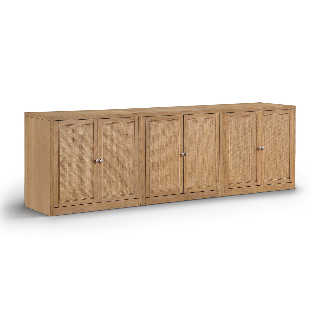 Vero Natural Cane, Solid Wood And Oak Veneer 3pc. Sideboard/Buffet in natural finish, primary product view