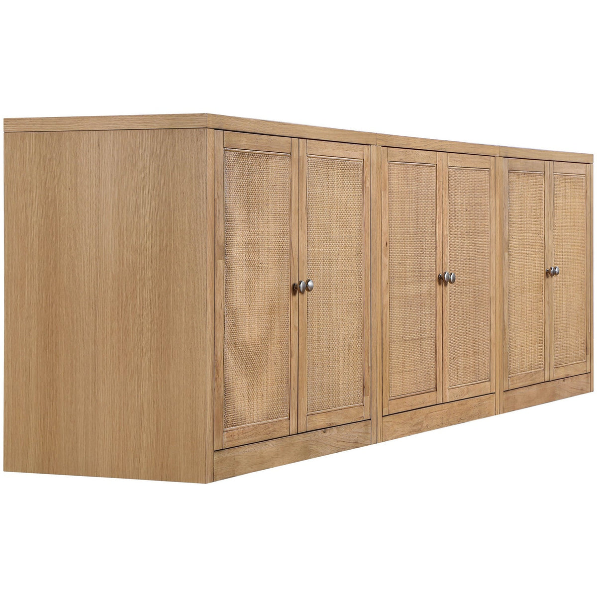 Vero Natural Cane Solid Wood And Oak Veneer 3 Piece Sideboard/Buffet