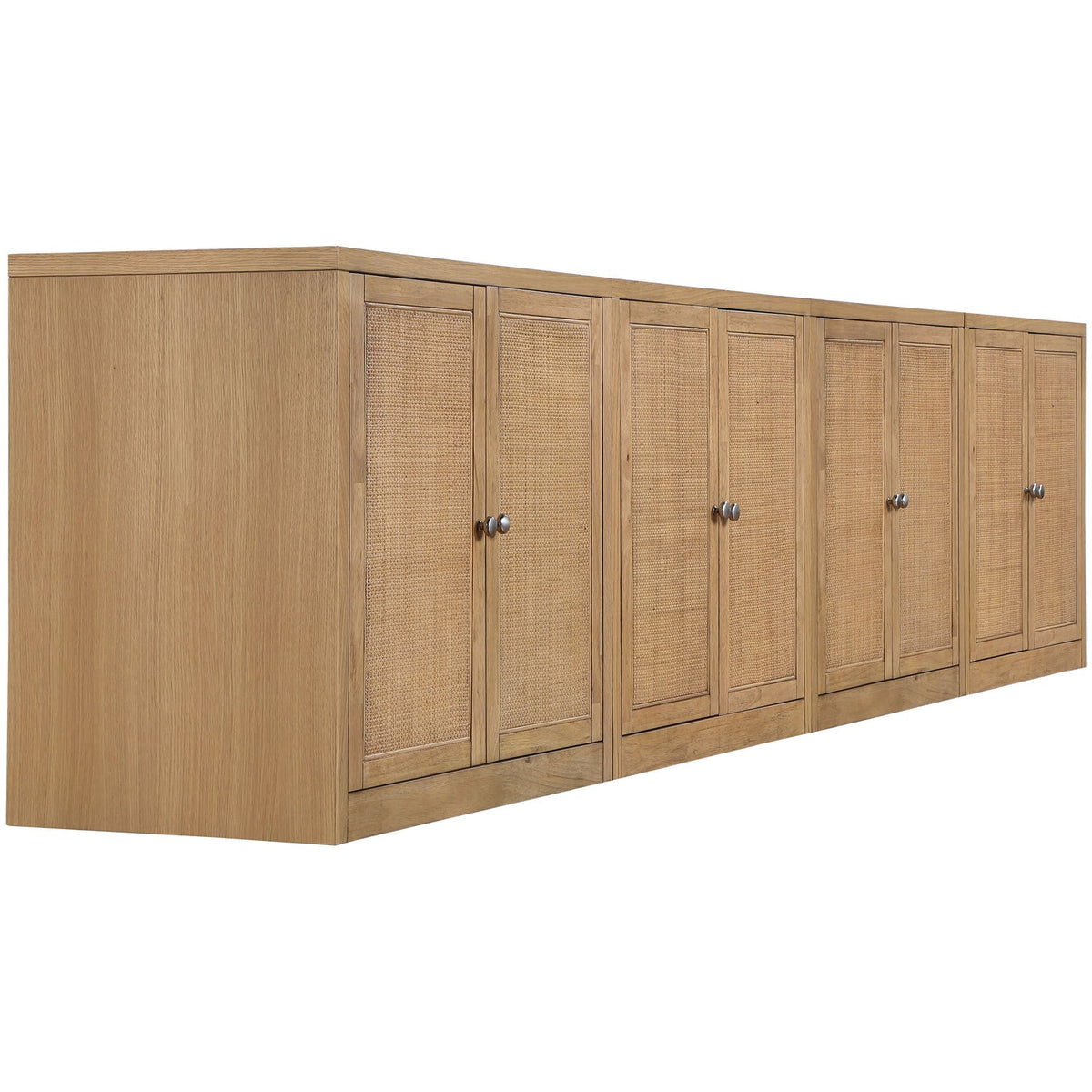 Vero Natural Cane Solid Wood And Oak Veneer 4 Piece Sideboard/Buffet
