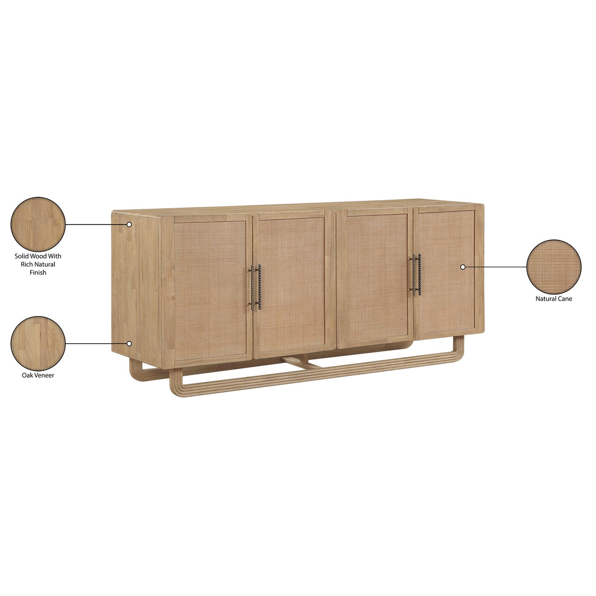 Sova Natural Cane Solid Wood And Oak Veneer Sideboard/Buffet