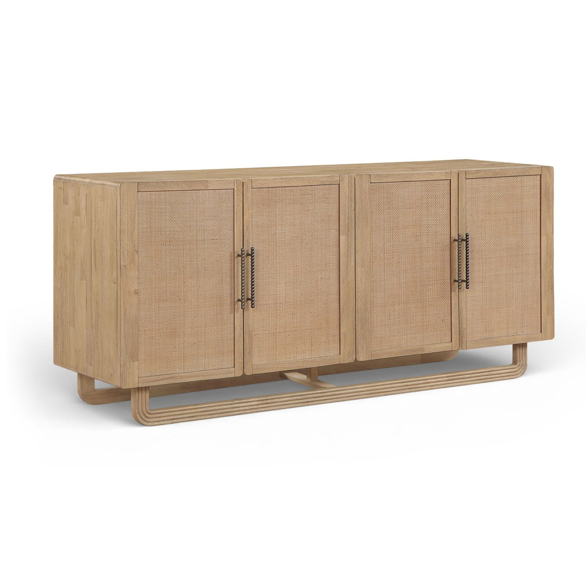 Sova Natural Cane, Solid Wood And Oak Veneer Sideboard/Buffet in natural oak veneer and cane, primary product view