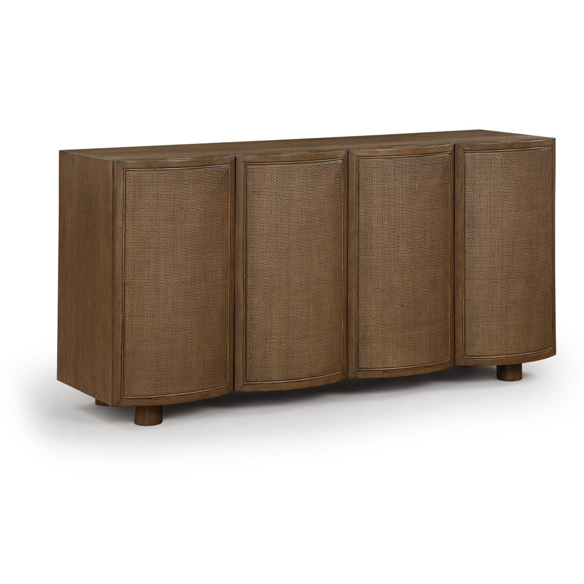 Norin Brown Cane, Solid Wood And Oak Veneer Sideboard/Buffet in brown-finish oak veneer and cane, primary product view