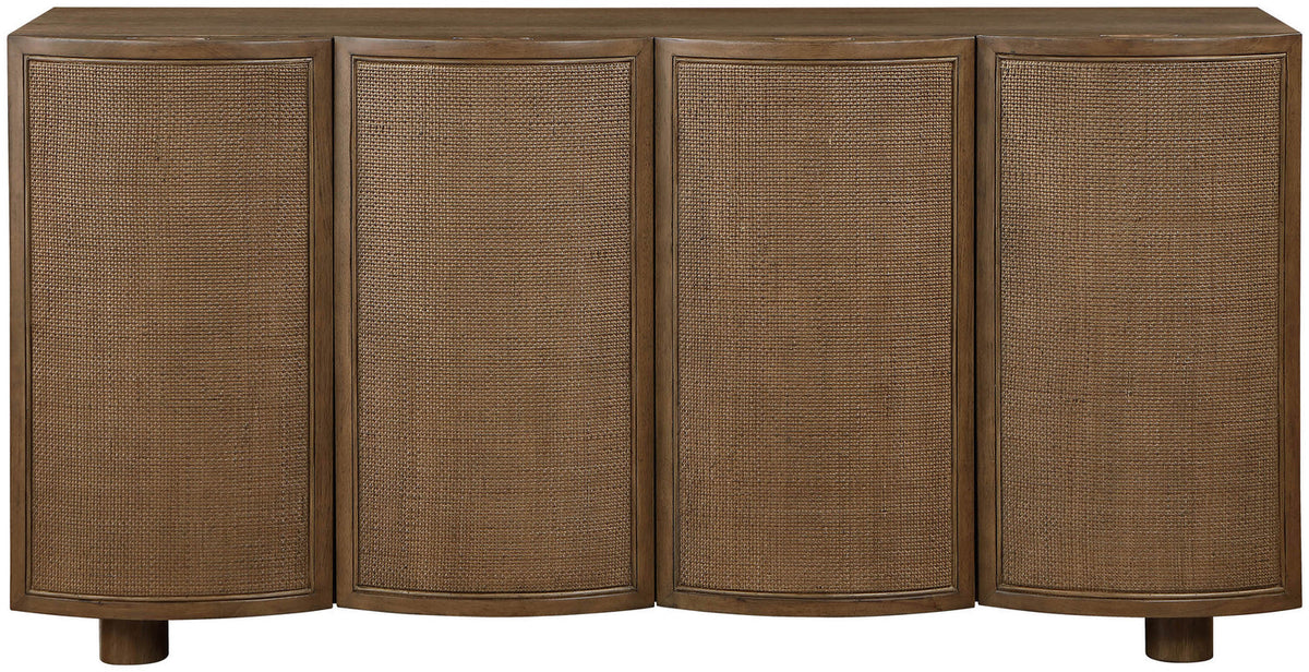 Norin Brown Cane Solid Wood And Oak Veneer Sideboard/Buffet