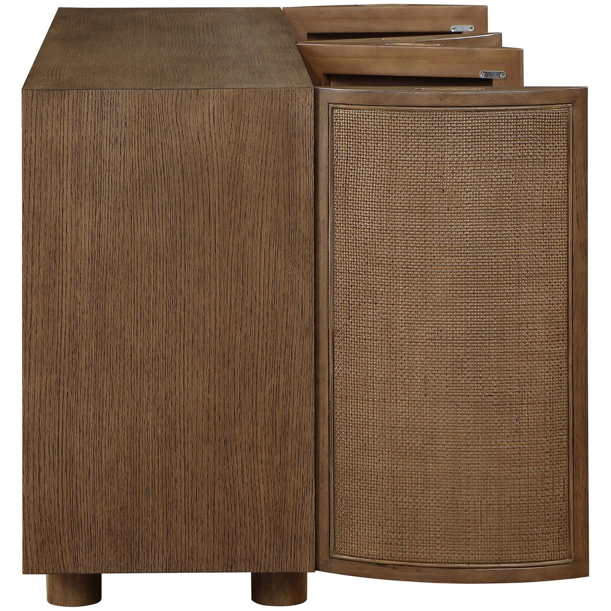 Norin Brown Cane Solid Wood And Oak Veneer Sideboard/Buffet