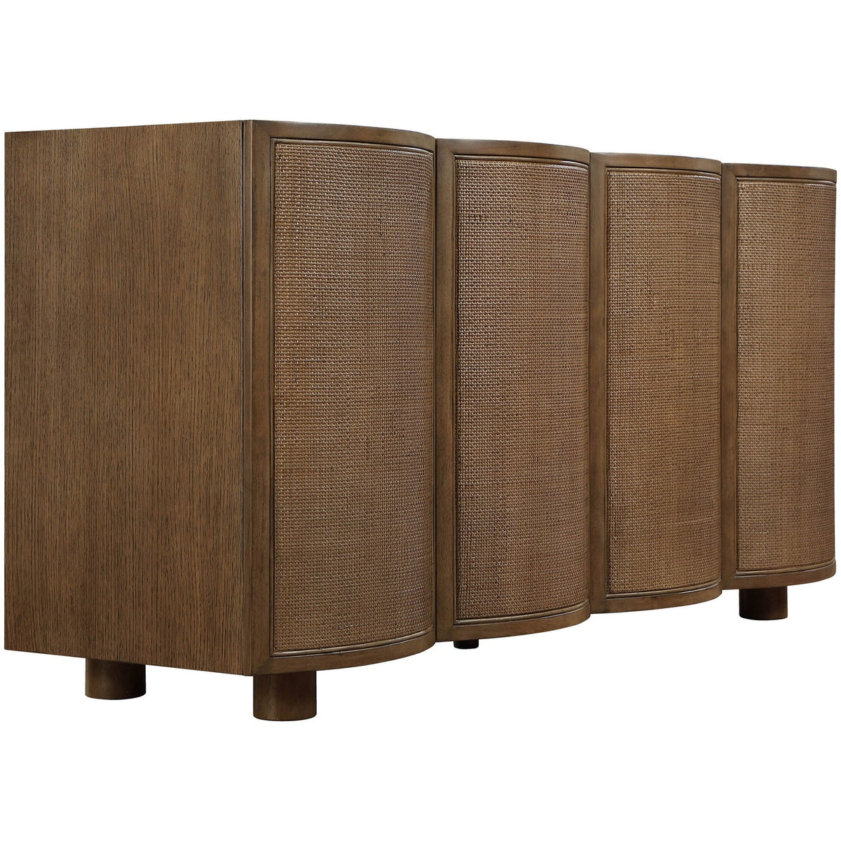 Norin Brown Cane Solid Wood And Oak Veneer Sideboard/Buffet