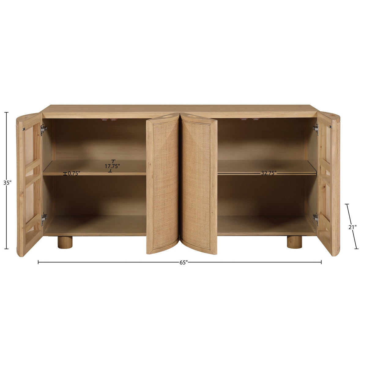 Norin Natural Cane Solid Wood And Oak Veneer Sideboard/Buffet