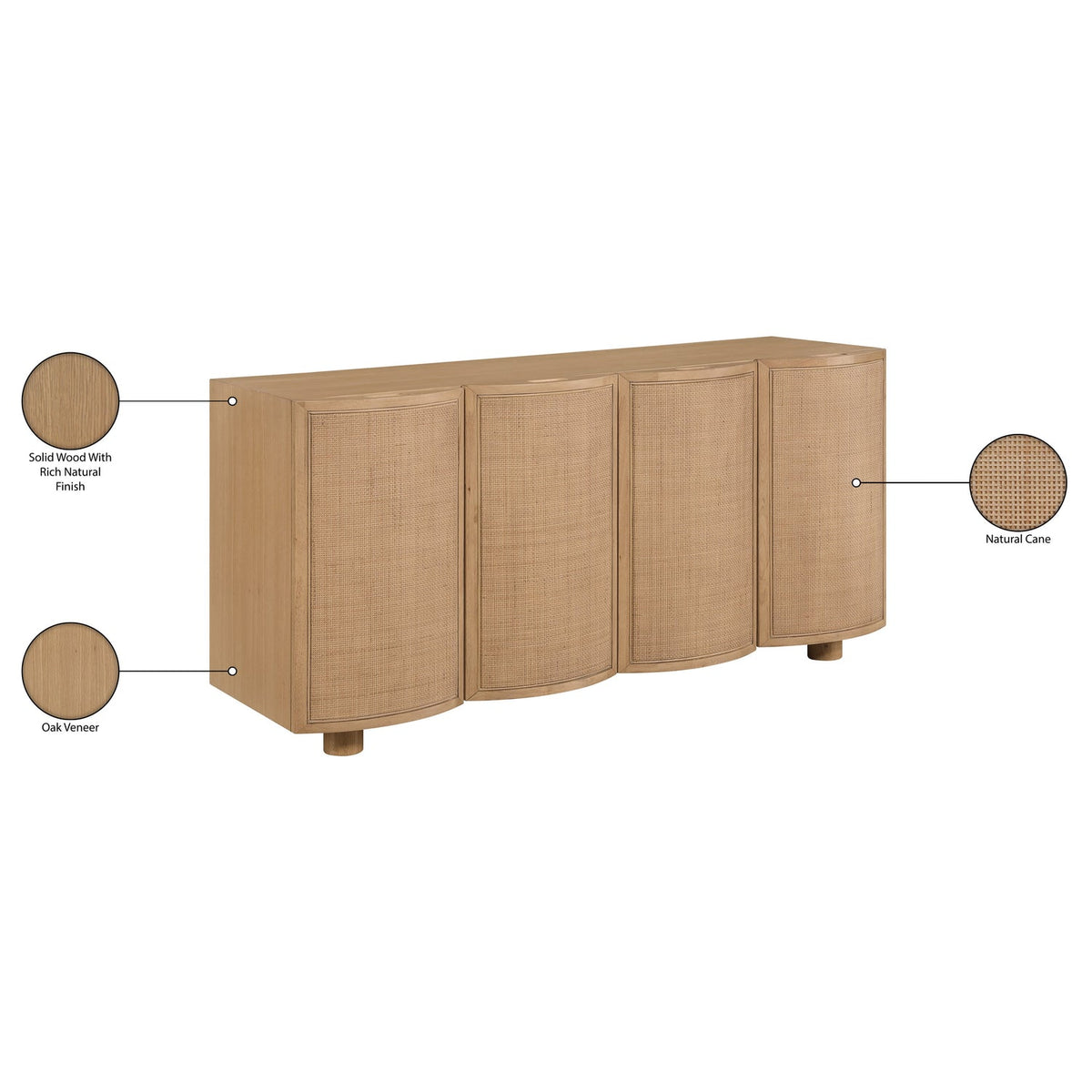 Norin Natural Cane Solid Wood And Oak Veneer Sideboard/Buffet