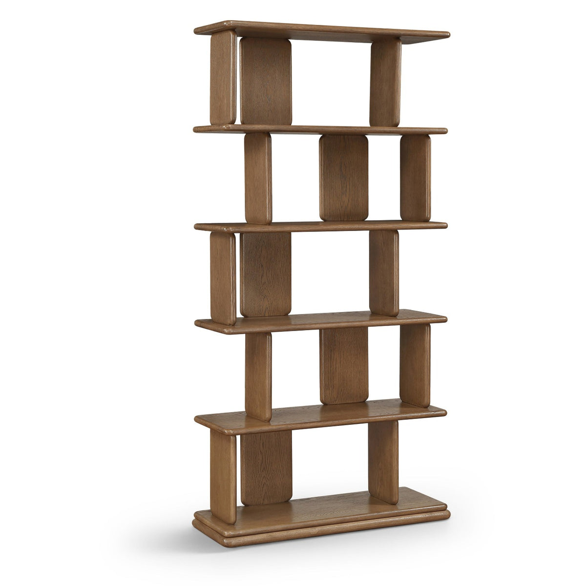 Nexa Brown Solid Wood And Oak Veneer Bookcase in brown oak veneer over solid wood, primary product view