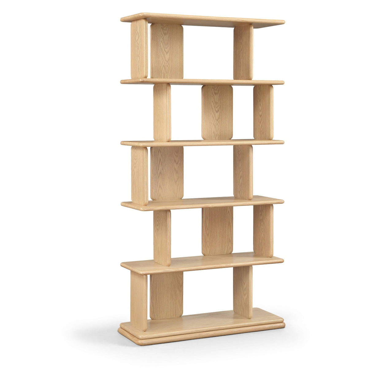 Nexa Natural Solid Wood And Oak Veneer Bookcase in natural oak veneer over solid wood, primary product view