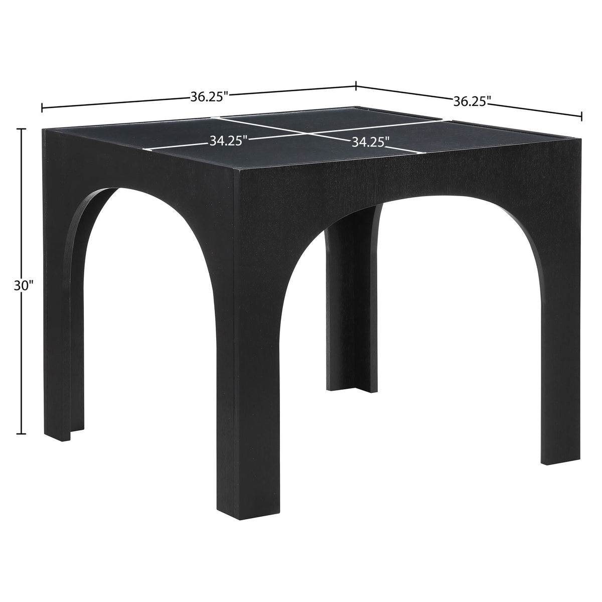 Waldorf 36.25in Black Tempered Glass Top Dining Table