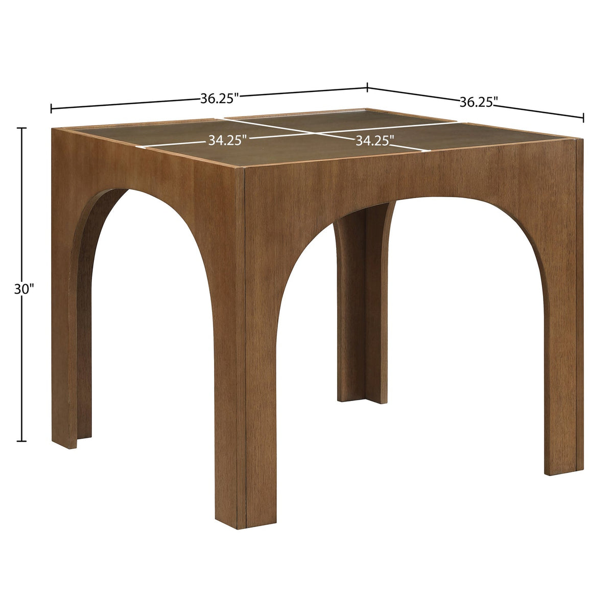 Waldorf 36.25in Brown Tempered Glass Top Dining Table