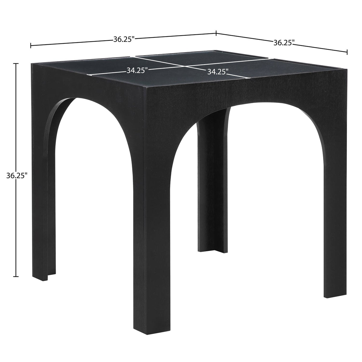 Waldorf 36.25in Black Tempered Glass Top Counter Table