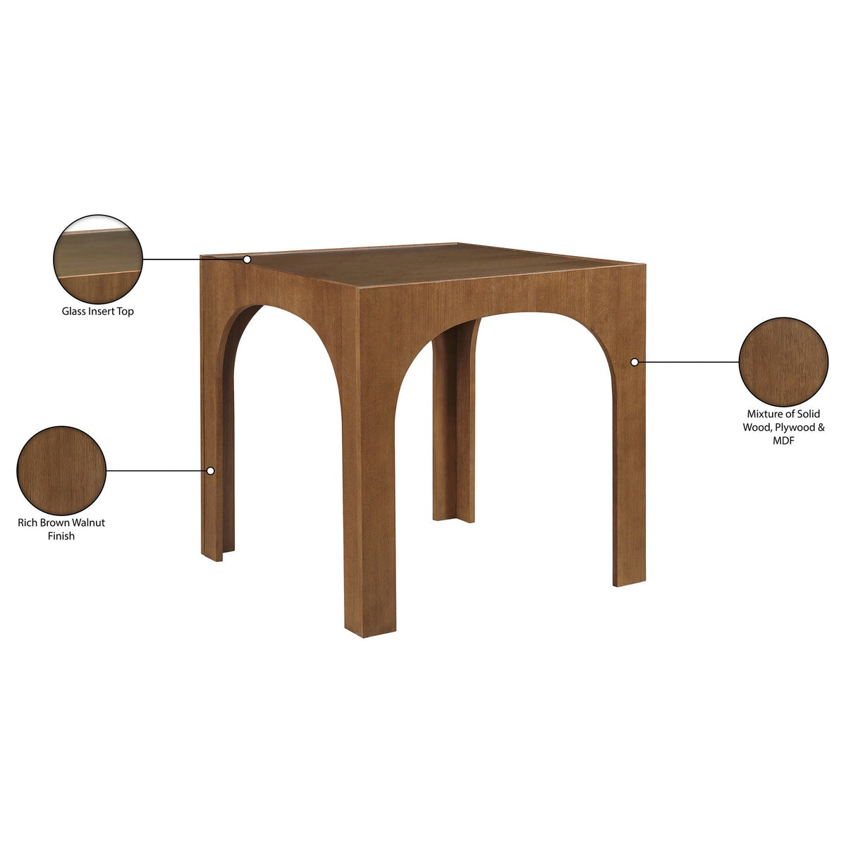 Waldorf 36.25in Brown Tempered Glass Top Counter Table