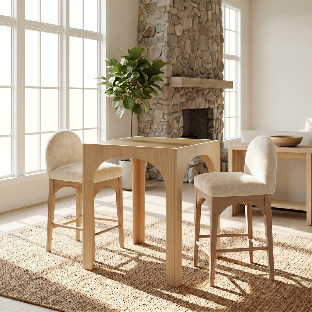 Waldorf 36.25in Natural Tempered Glass Top Counter Table