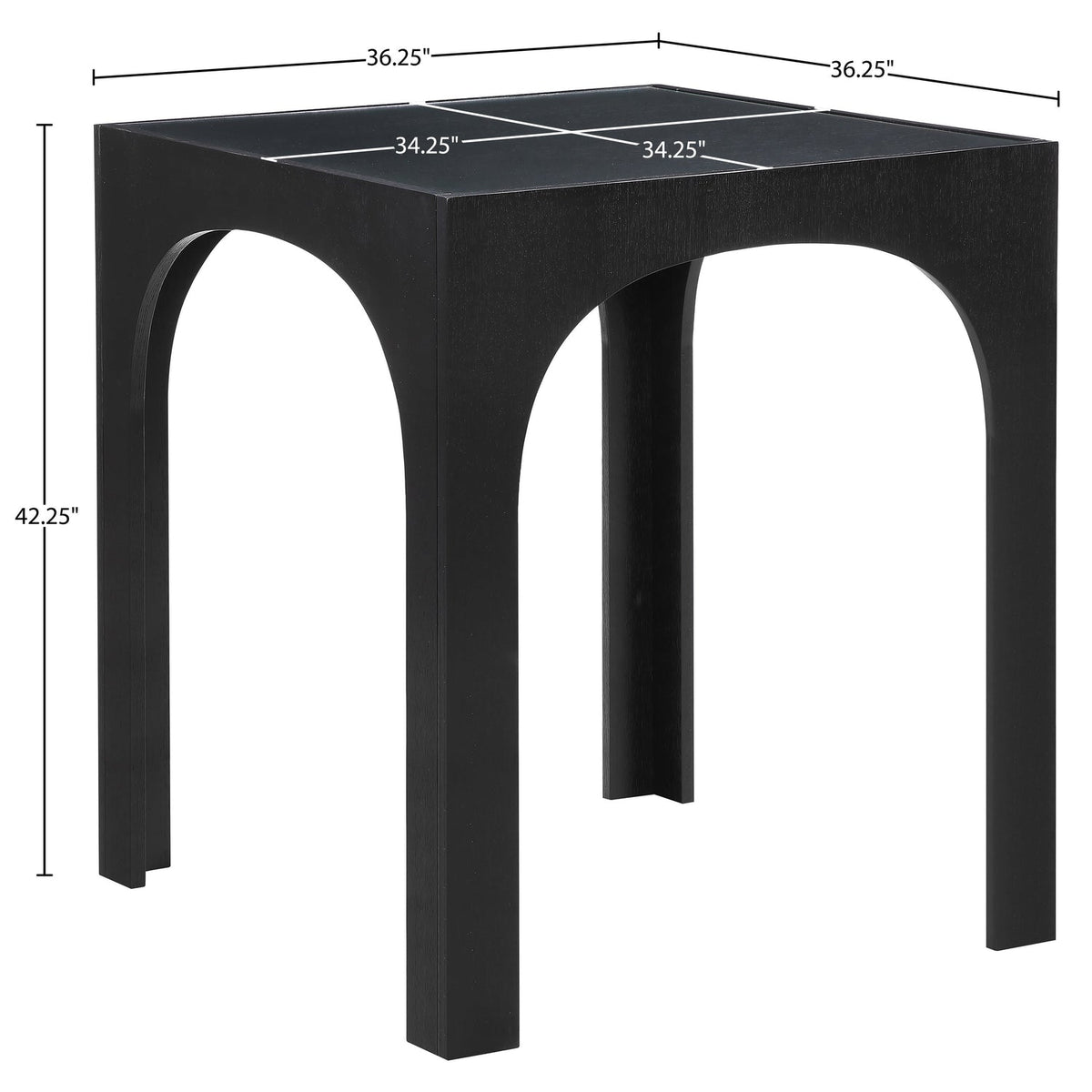Waldorf 36.25in Black Tempered Glass Top Bar Height Table