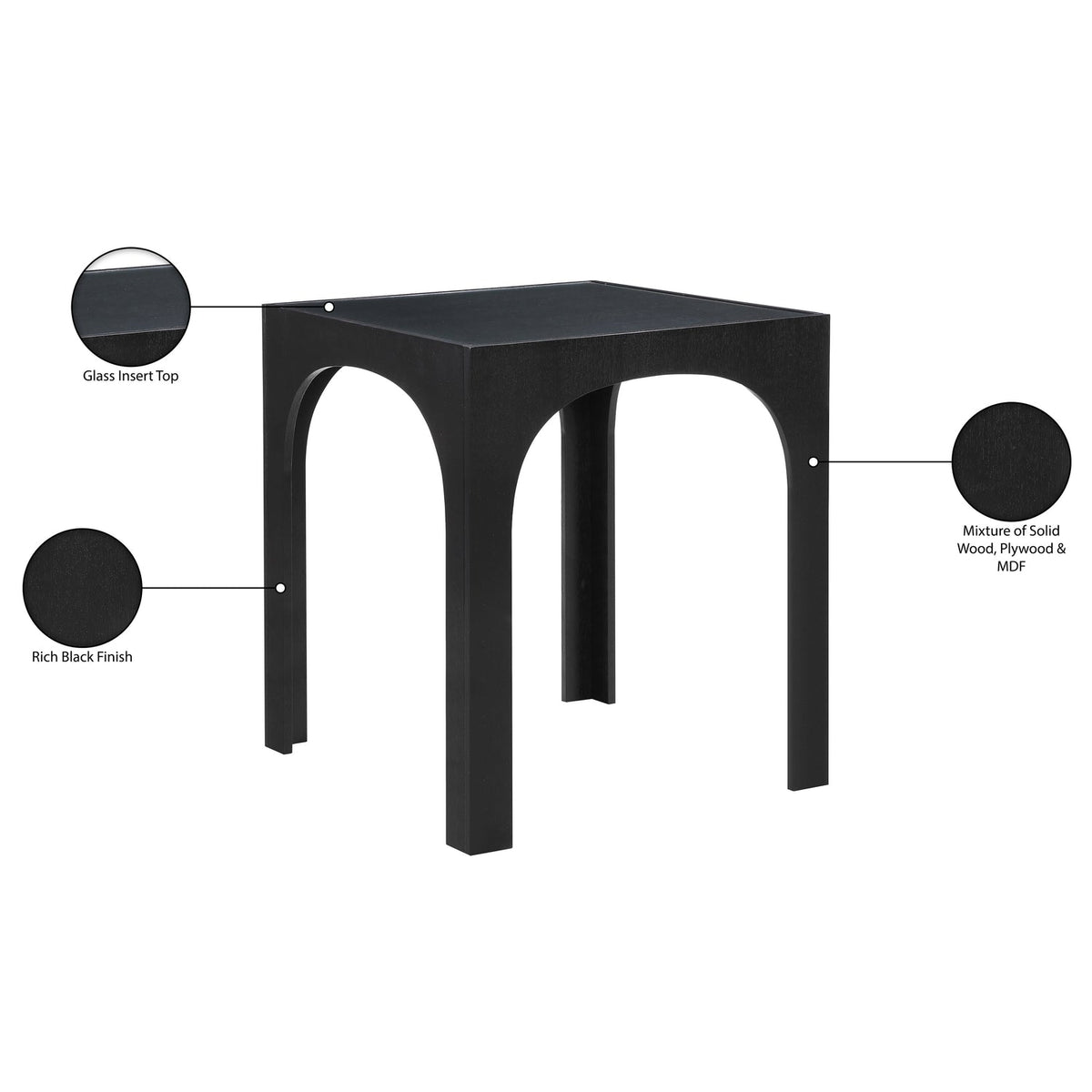 Waldorf 36.25in Black Tempered Glass Top Bar Height Table
