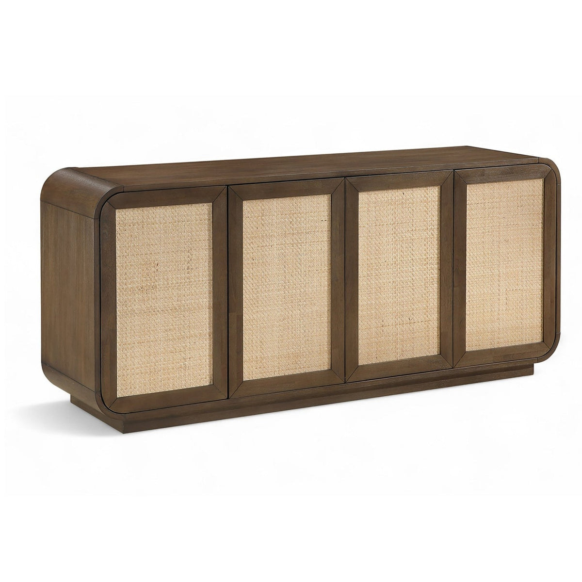 Windsor Brown Solid Wood And Brown Cane Sideboard / Buffet in brown walnut cane and wood, primary product view