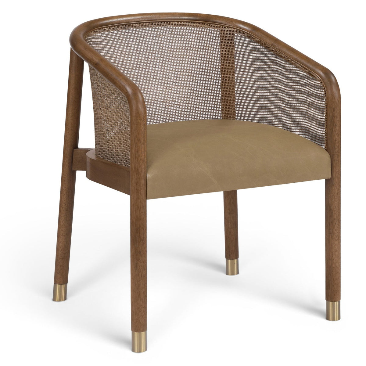 Sylvan Brown Vegan Leather Upholstered Dining Chair, Set of 2 in brown leather, walnut finish, primary product view