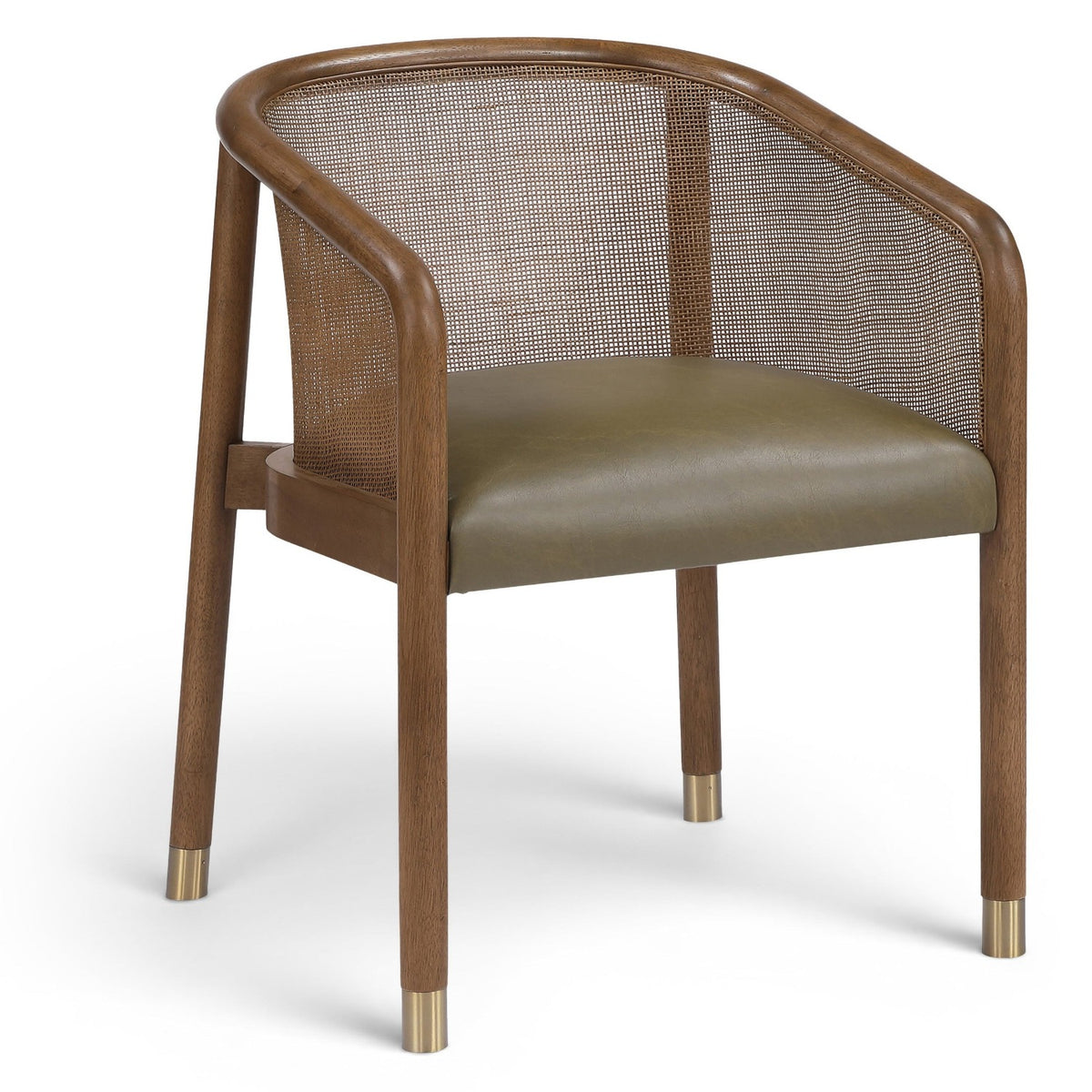 Sylvan Olive Vegan Leather Upholstered Dining Chair, Set of 2 in olive vegan leather, walnut frame, primary product view