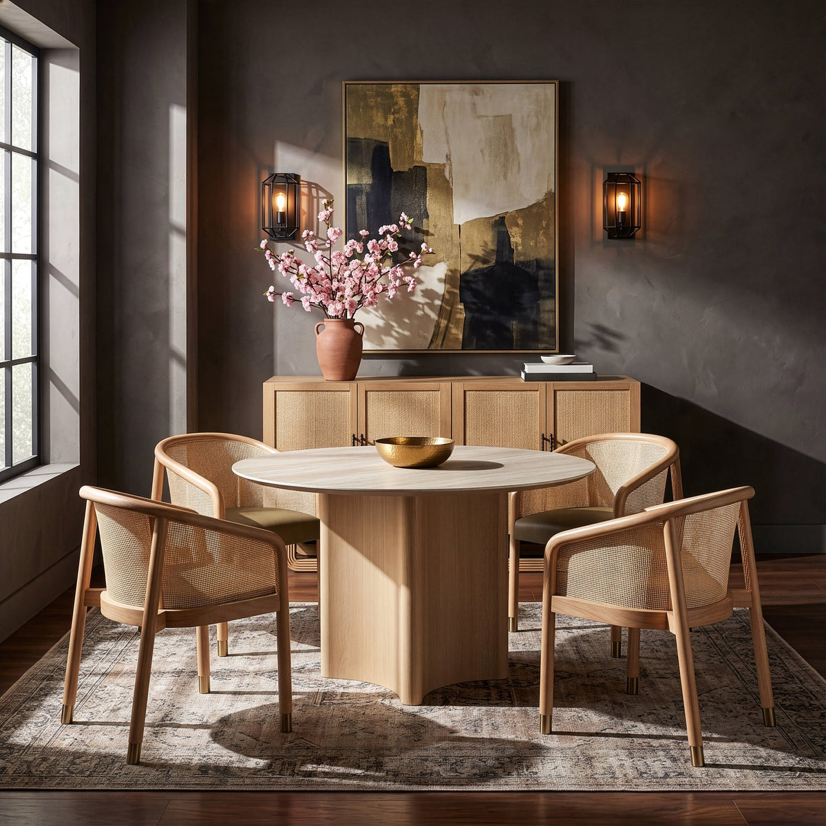 Sylvan Brown Vegan Leather Upholstered Dining Chair Set of 2