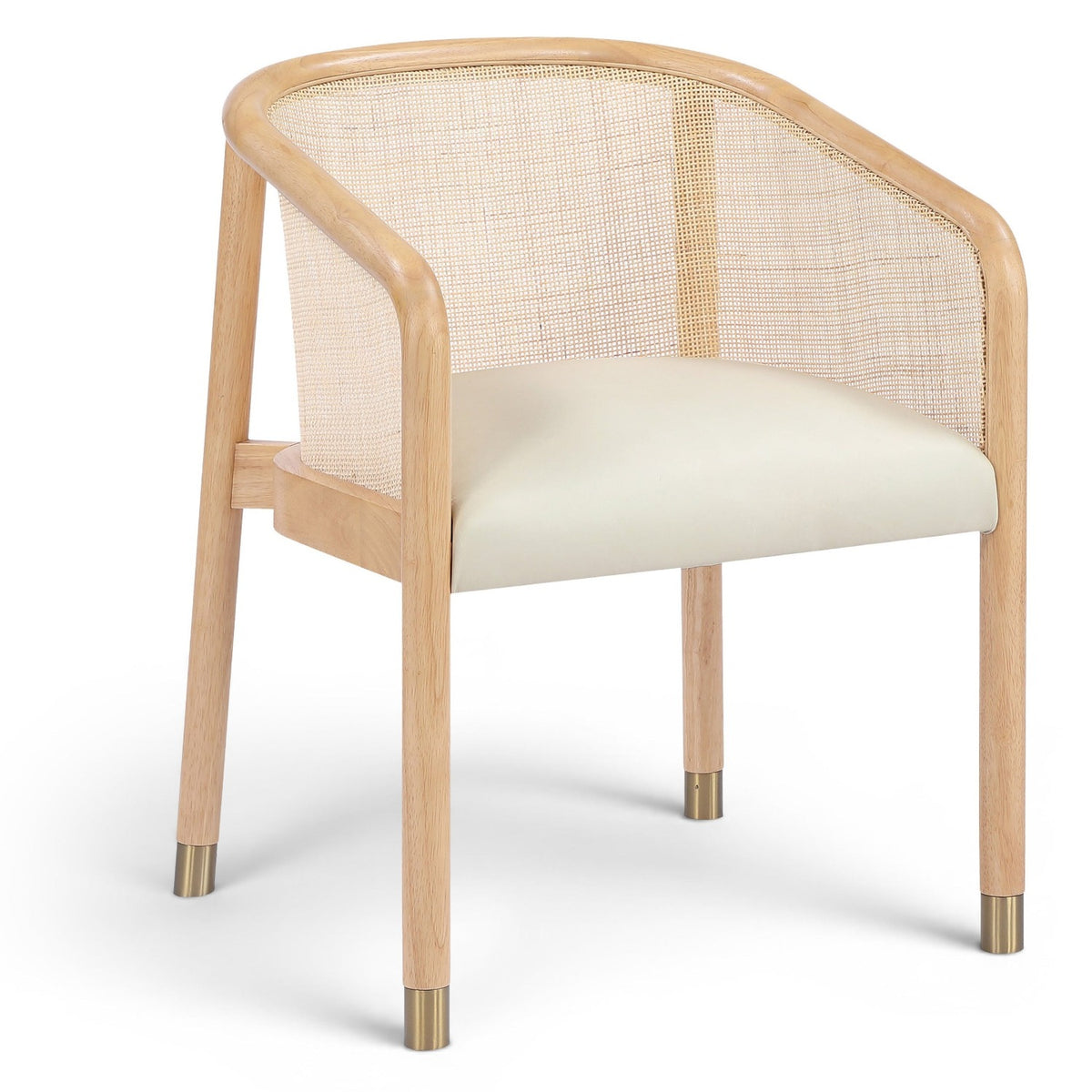 Sylvan Cream Vegan Leather Upholstered Dining Chair, Set of 2 in cream leather, oak finish, primary product view