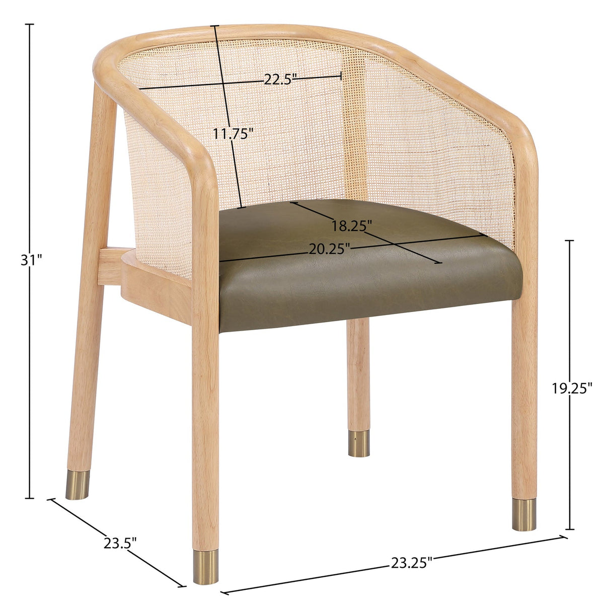 Sylvan Olive Vegan Leather Upholstered Dining Chair Set of 2
