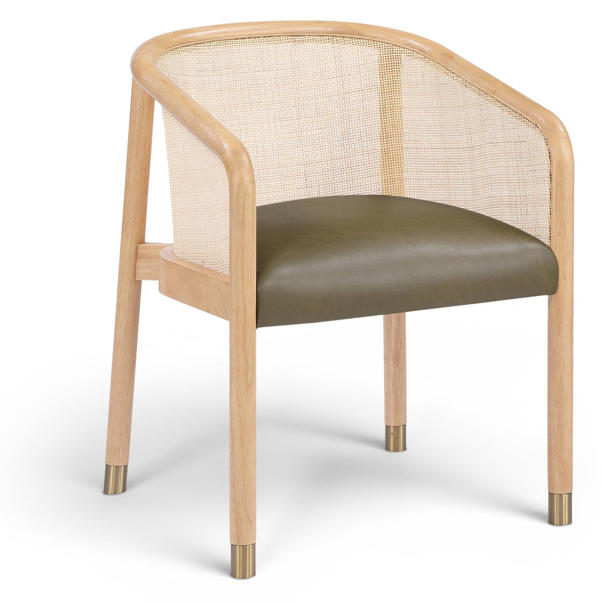 Sylvan Olive Vegan Leather Upholstered Dining Chair, Set of 2 in olive vegan leather, oak frame, primary product view