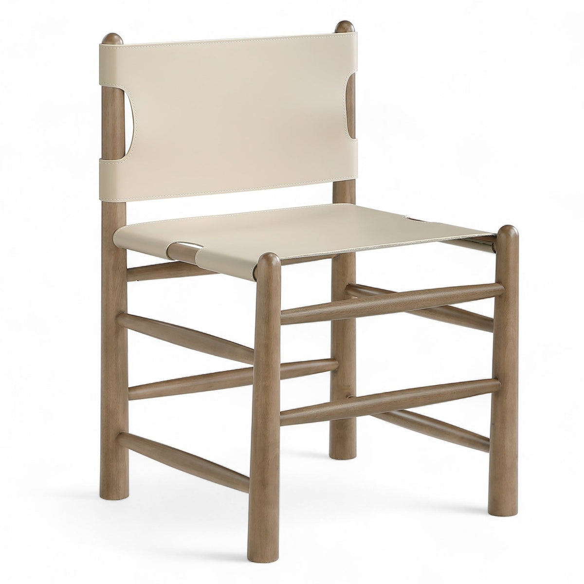Santos Beige Vegan Leather Upholstered Dining Chair, Set of 2 in beige vegan leather and walnut wood, product view