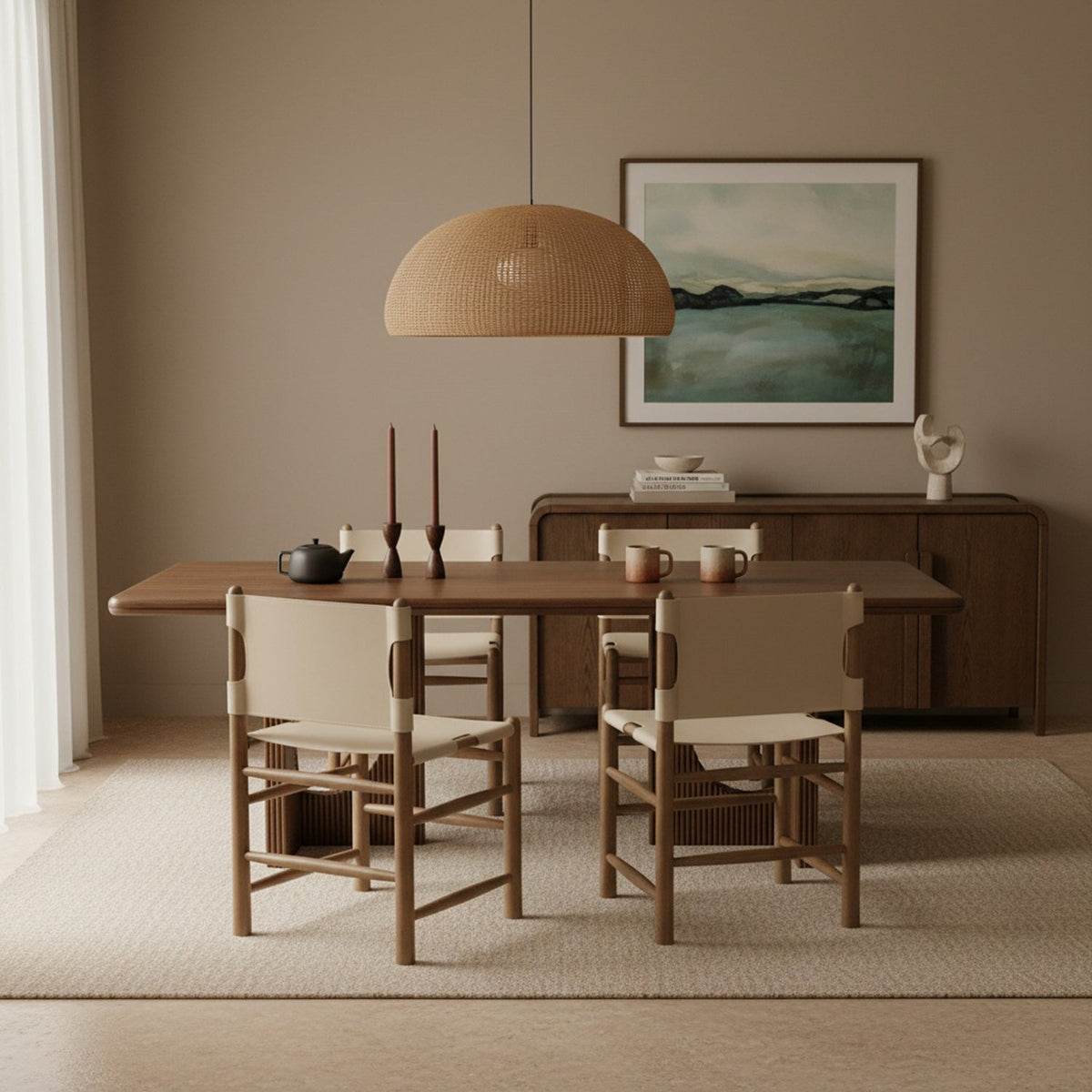 Santos Beige Vegan Leather Upholstered Dining Chair Set of 2