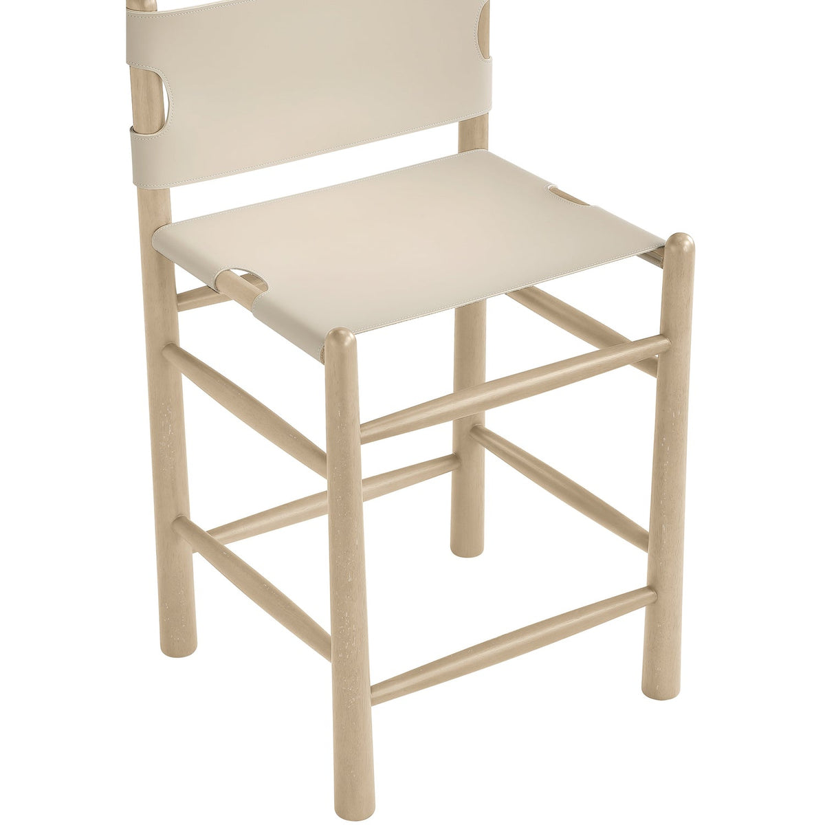 Santos Beige Vegan Leather Upholstered Counter Stool Set of 2