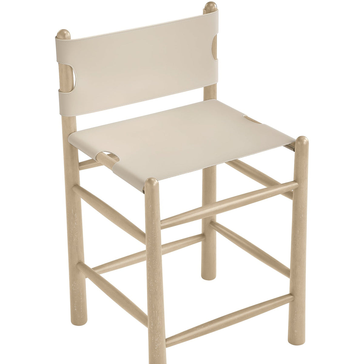 Santos Beige Vegan Leather Upholstered Counter Stool Set of 2