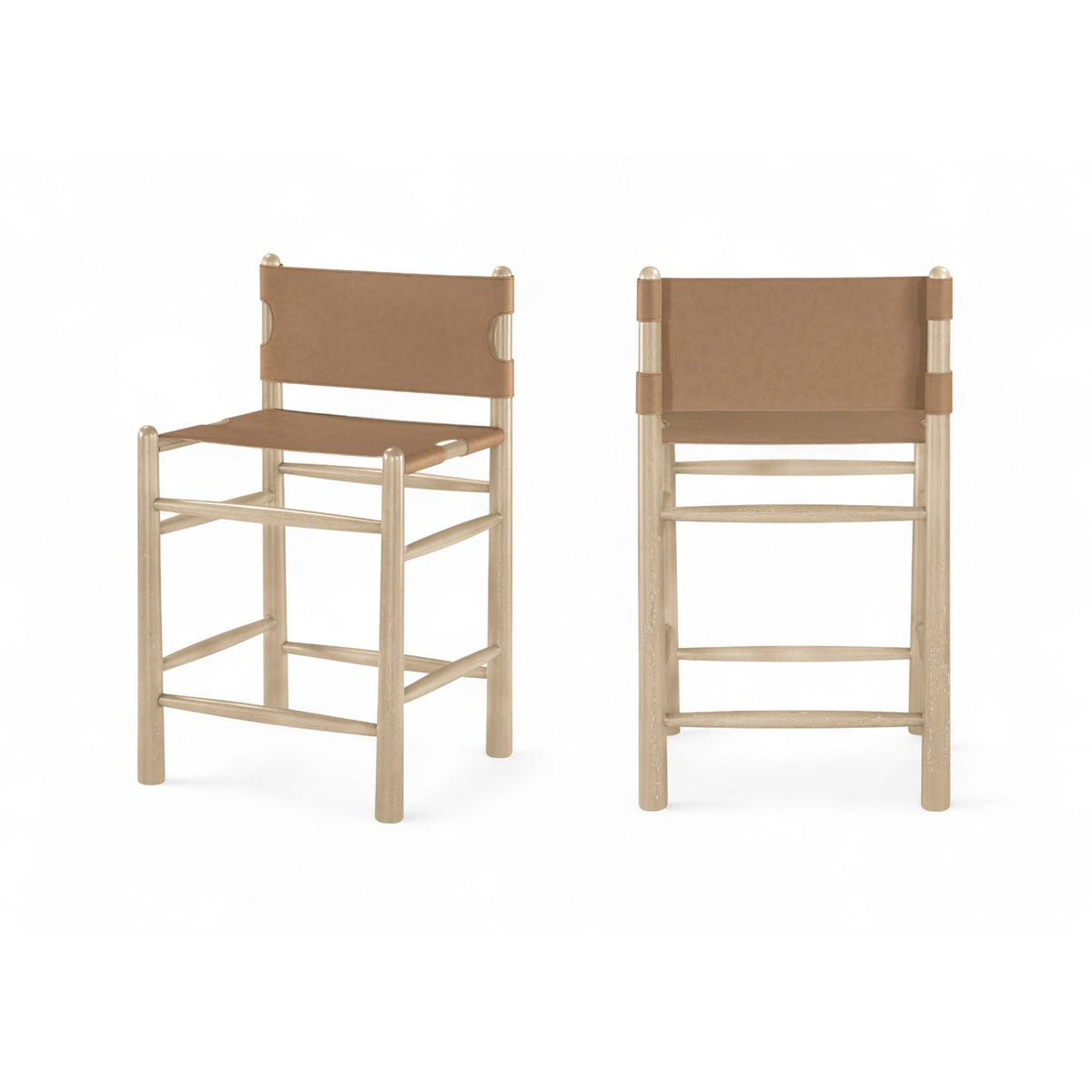 Santos Brown Vegan Leather Upholstered Counter Stool Set of 2