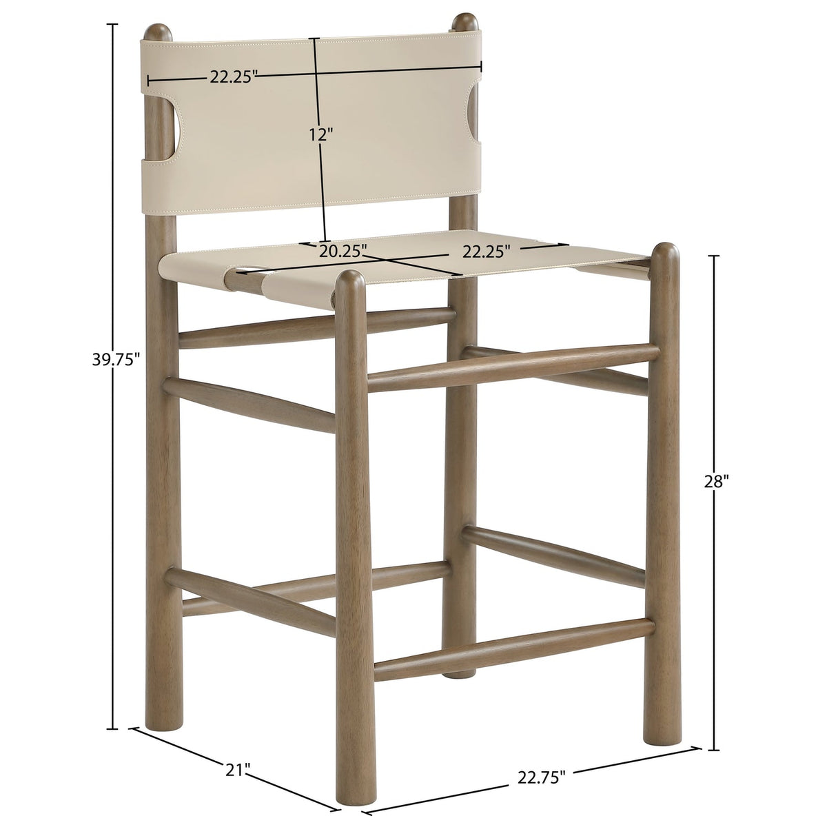 Santos Beige Vegan Leather Upholstered Counter Stool Set of 2