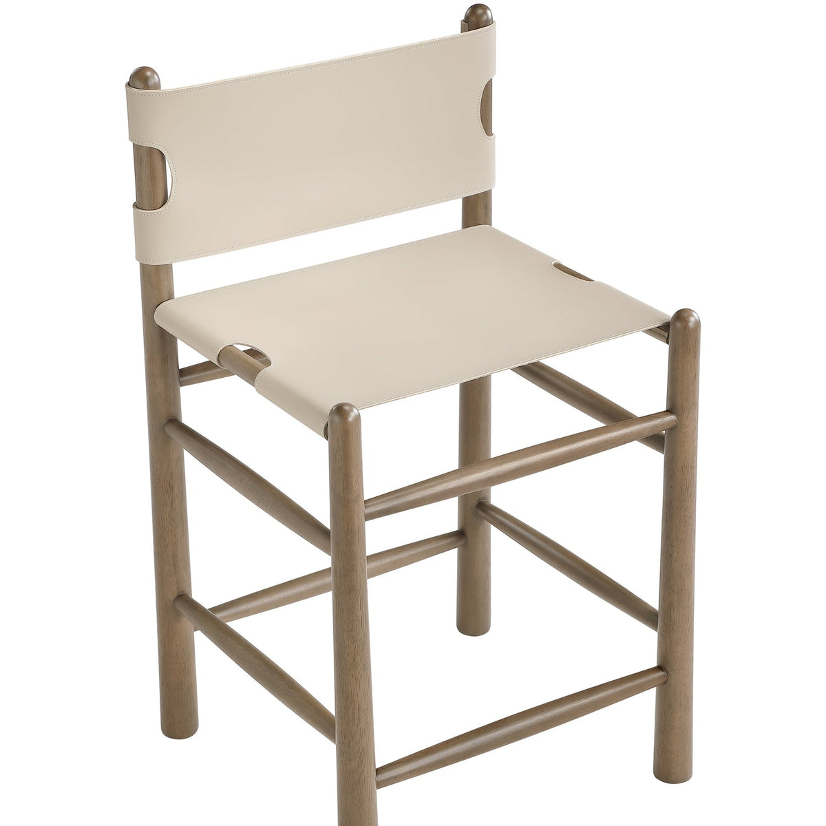 Santos Beige Vegan Leather Upholstered Counter Stool Set of 2