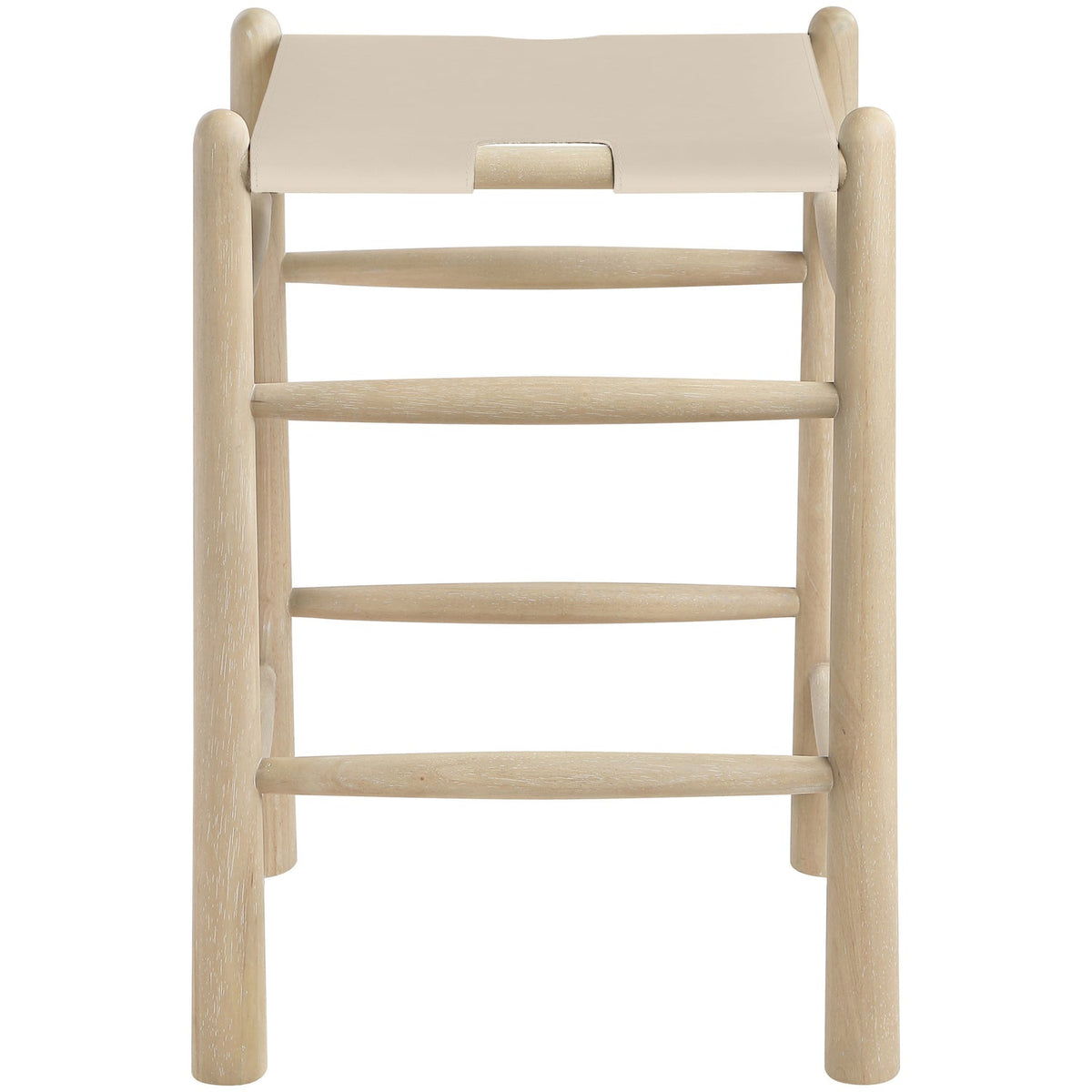 Santos Beige Vegan Leather Upholstered Counter Stool Set of 2