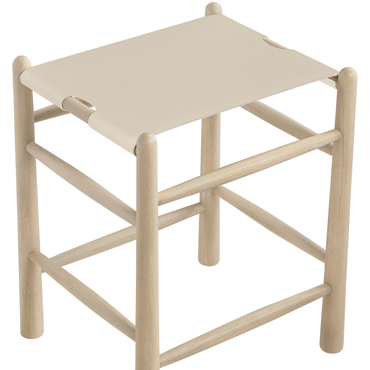 Santos Beige Vegan Leather Upholstered Counter Stool Set of 2