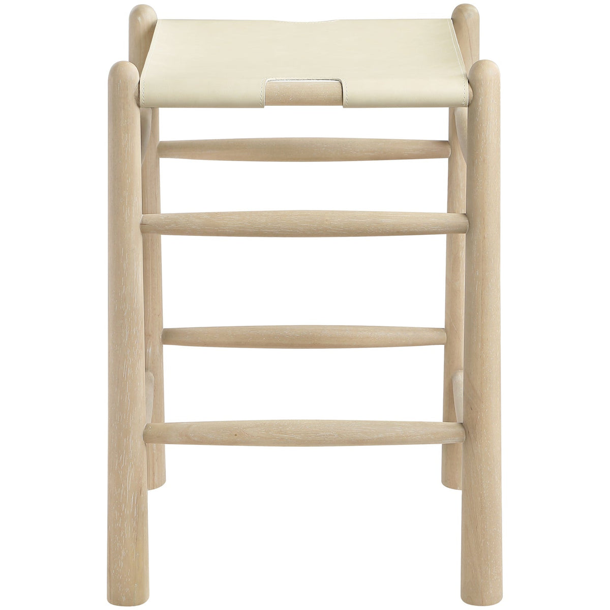 Santos Cream Vegan Leather Upholstered Counter Stool Set of 2