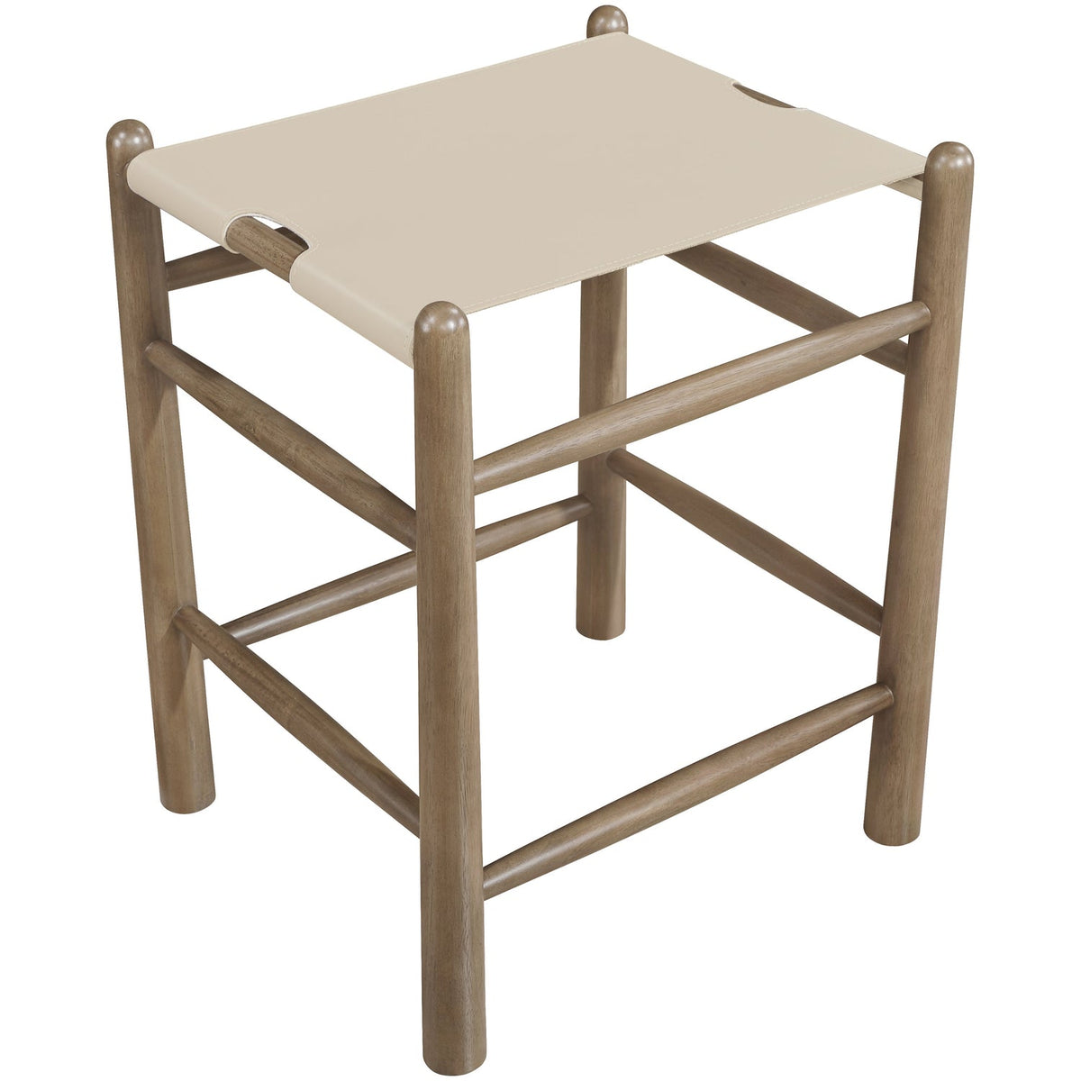 Santos Beige Vegan Leather Upholstered Counter Stool Set of 2